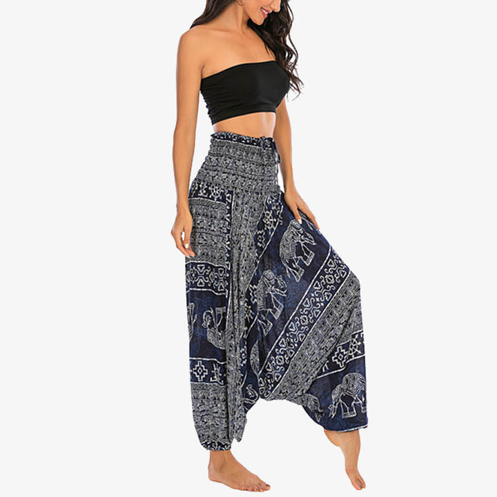 BWOOOH printed harem pants - Two Style Wear Elephant Pattern Loose Sm