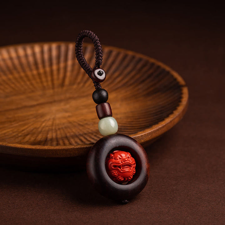 BWOOOH Tibet Om Mani Padme Hum PiXiu Copper Coin Small Leaf Red Sandalwood Cinnabar Pro | PiXiu