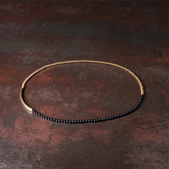 BWOOOH Tibetan Various Agate Stone Copper Protection Triple Wrap Bracelet