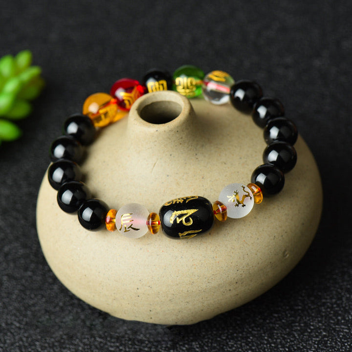 BWOOOH Tibetan Black Onyx Luck Bracelet | natural stone spiritual bracelet for healing and mindful living