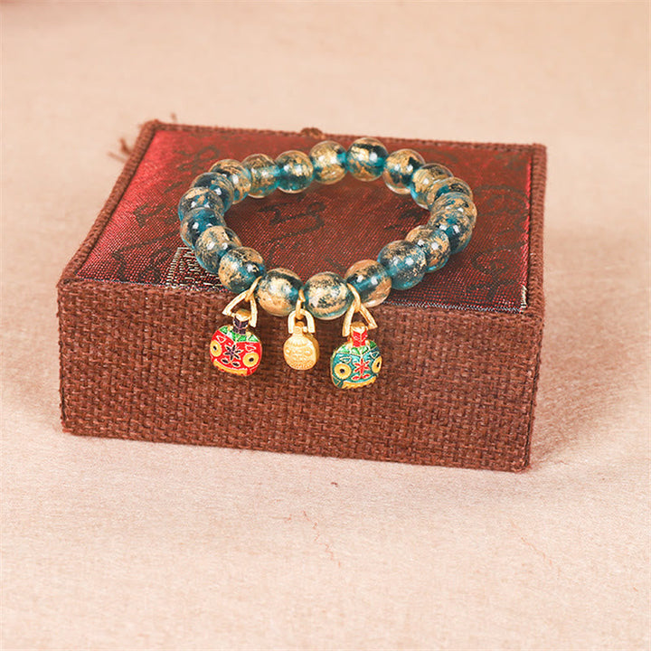 BWOOOH Tibetan Gold Swallowing Beast Family Dorje Vajra Strength Bead Bracelet