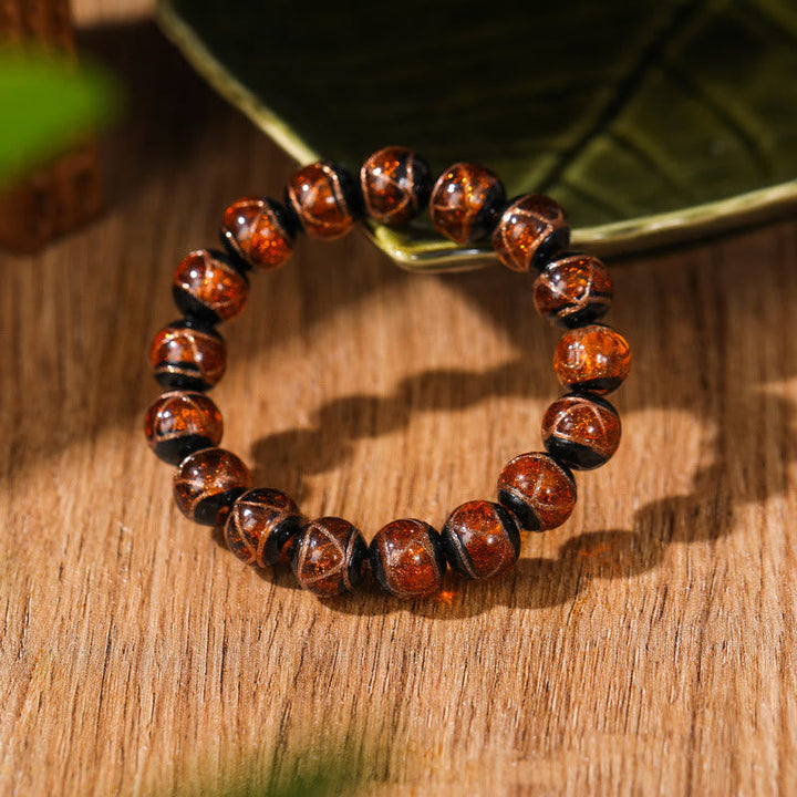 BWOOOH Tibetan Classic Liuli Glass Bead Luck Wealth Bracelet