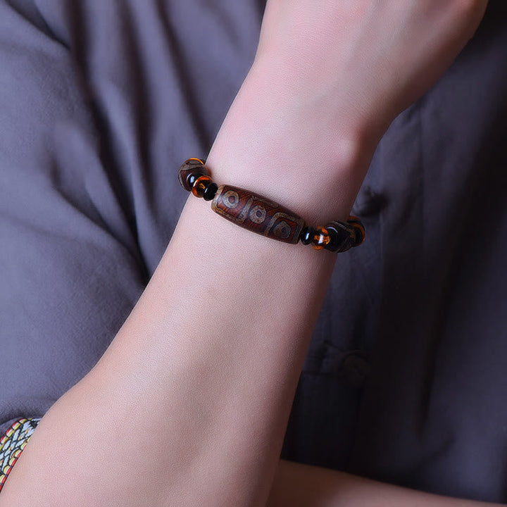 BWOOOH Tibetan Retro Natural Nine-Eye Dzi Bead Blessings Bracelet | spiritual healing bracelet