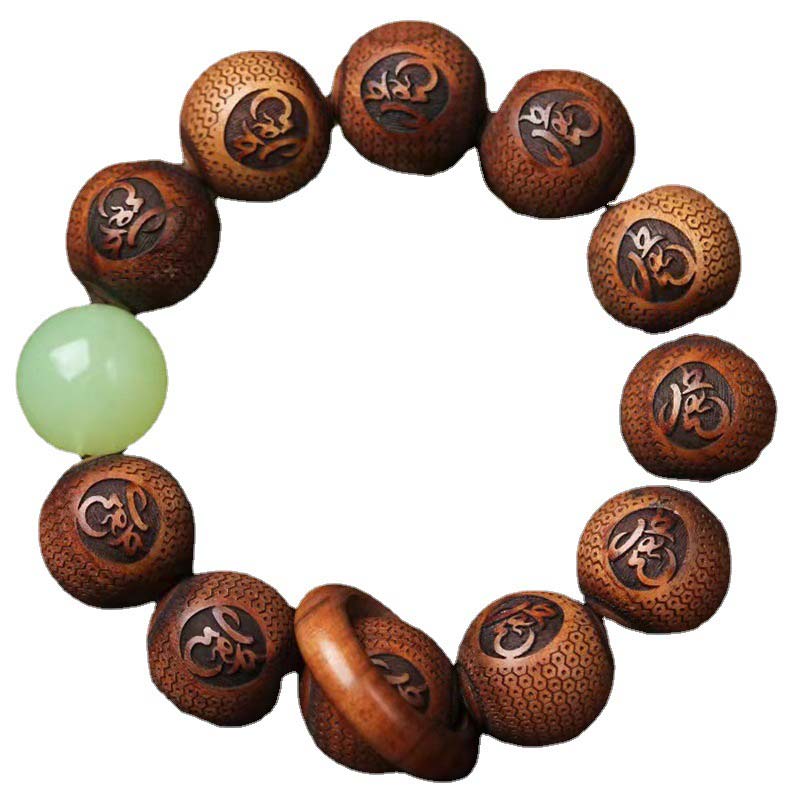 BWOOOH Tibetan Rosewood Engraving Tiger Protection Bracelet