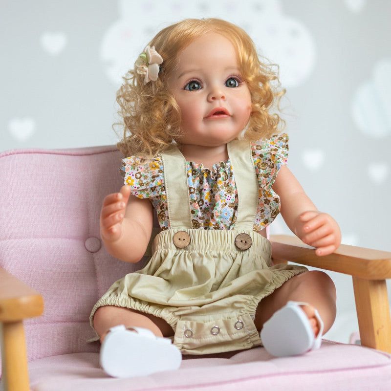 22-inch All-Silicone Realistic Rebirth Doll - Blonde Luna Style, Full Body Soft Silicone, Movable and Water-Suitable, Realistic and Cute Companion Doll