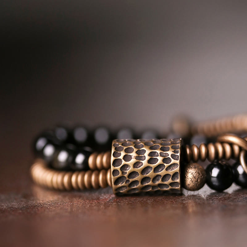BWOOOH Rainbow Obsidian Copper Inner Peace Healing Double Layer Bracelet | spiritual healing bracelet
