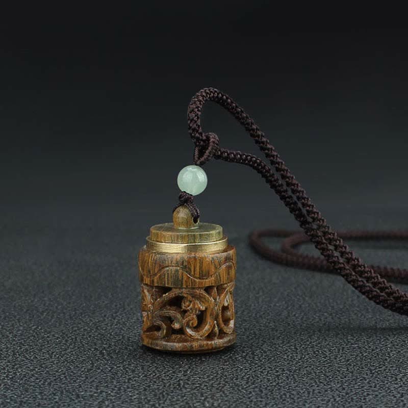 BWOOOH Tibet Green Sandalwood Rosewood Om Mani Padme Hum Lotus Positive Soothing Necklace Pendant