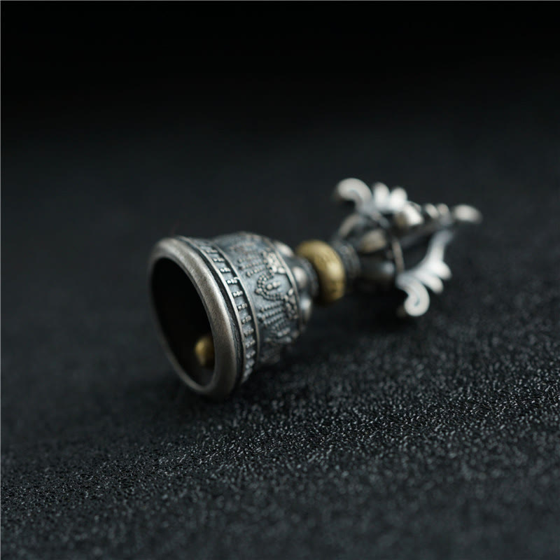 BWOOOH Tibet 925 Sterling Silver Om Mani Padme Hum Dorje Bell Vajra Engraved Enlightenm | Sterling Silver