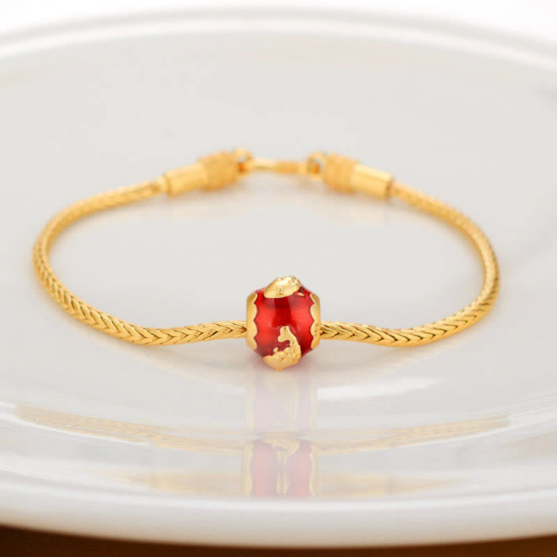 BWOOOH Tibetan 18K Gold Om Mani Padme Hum Lucky Koi Fish Fu Character Ingot Copper Coin Peace Bracelet