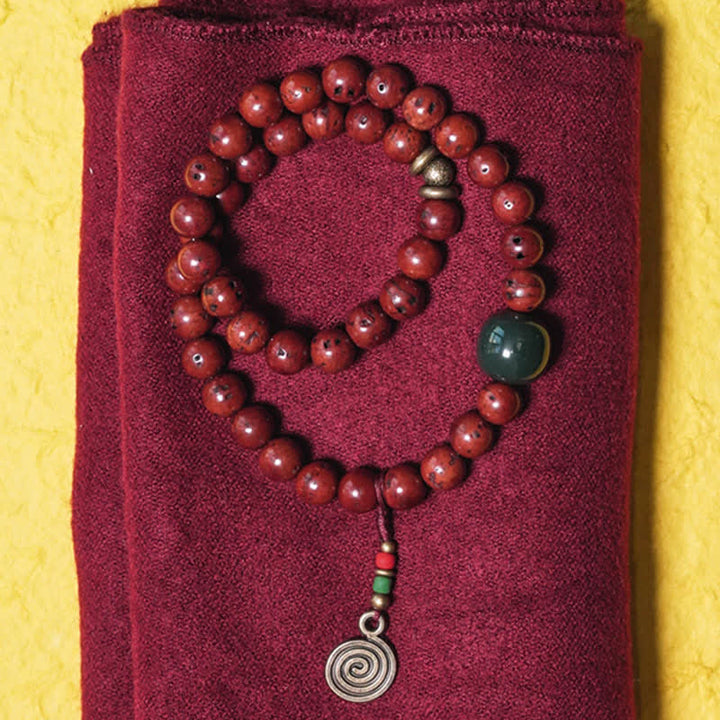 BWOOOH Bodhi Seed Cyan Jade Copper Peace Luck Bracelet