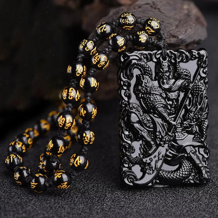 FengShui Lord Guan Protection Necklace Pendant (Extra 30% Off | USE CODE: FS30) - BWOOOH - Obsidian (Purification ♥