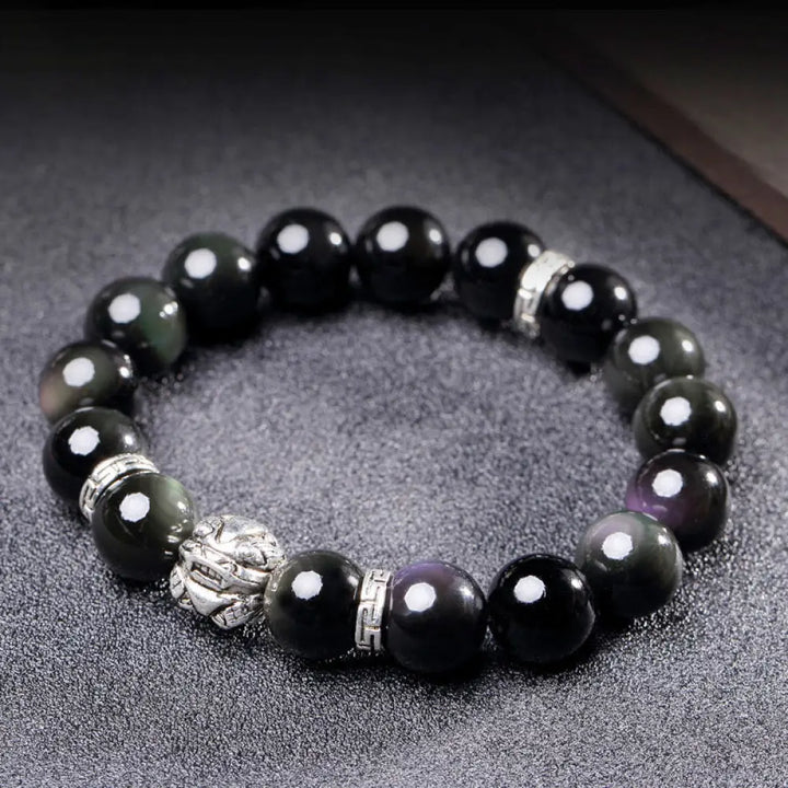 BWOOOH FengShui Natural Rainbow Obsidian PiXiu Blessing Bracelet | spiritual healing bracelet