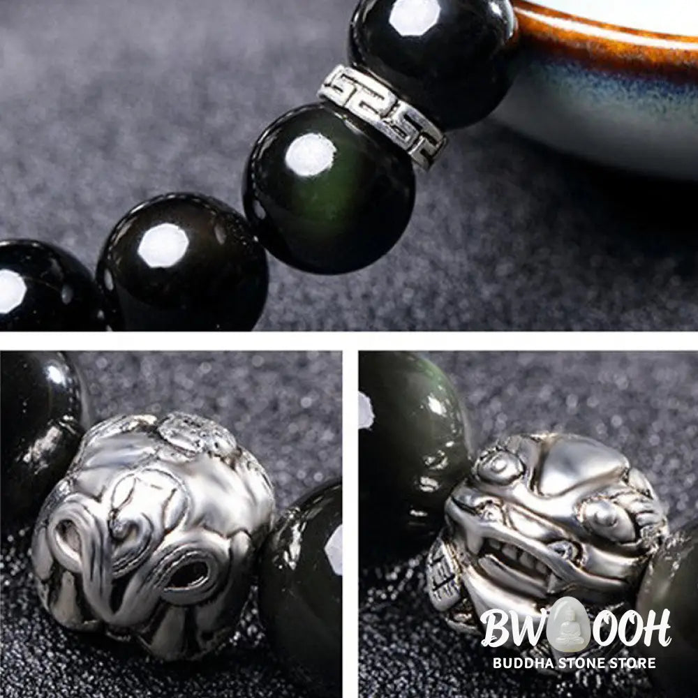 BWOOOH FengShui Natural Rainbow Obsidian PiXiu Blessing Bracelet | spiritual healing bracelet