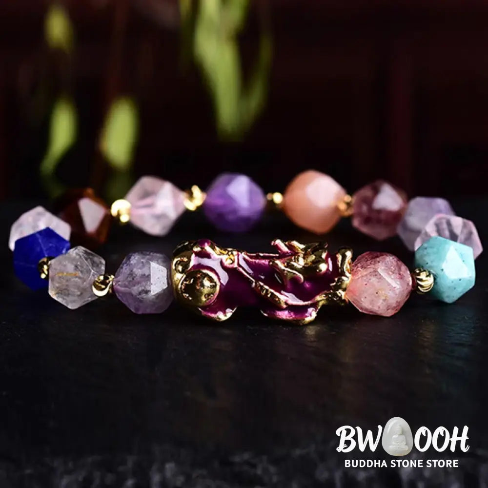 BWOOOH FengShui PiXiu Amethyst Luck Bracelet | natural stone spiritual bracelet for healing and mindful living