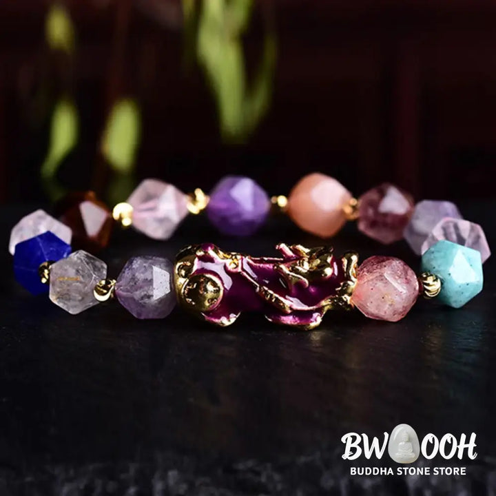 BWOOOH FengShui PiXiu Amethyst Luck Bracelet | natural stone spiritual bracelet for healing and mindful living