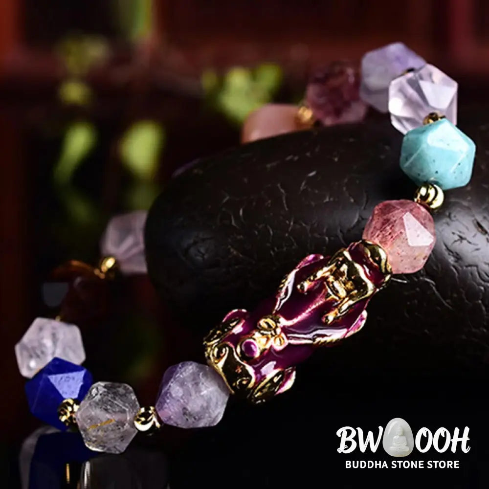 BWOOOH FengShui PiXiu Amethyst Luck Bracelet | natural stone spiritual bracelet for healing and mindful living