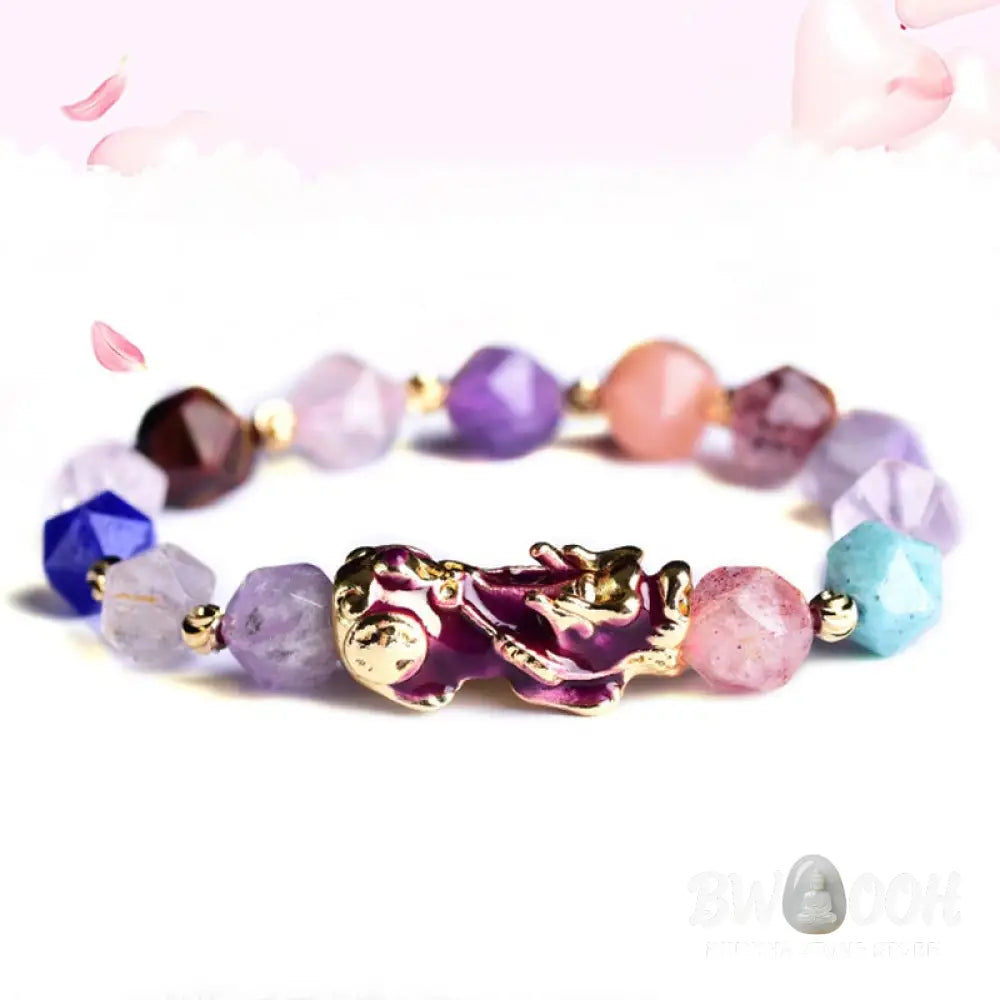 BWOOOH FengShui PiXiu Amethyst Luck Bracelet | natural stone spiritual bracelet for healing and mindful living