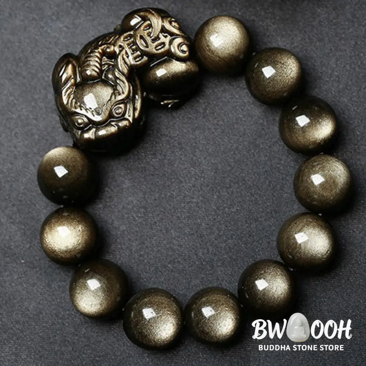 BWOOOH FengShui PiXiu Golden Obsidian Protection Bracelet | natural stone spiritual bracelet for healing and mindful living