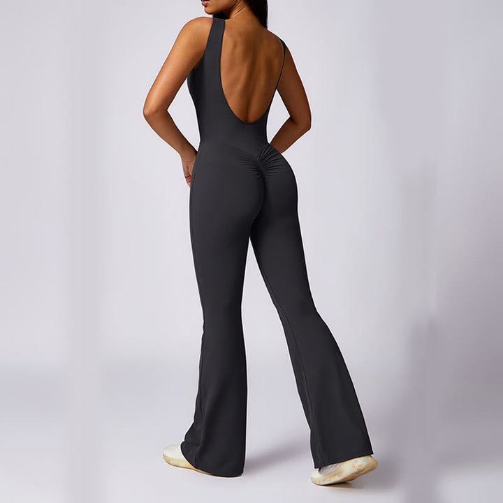 BWOOOH printed yoga pants - Women Casual Sleeveless Jumpsuit Flare P