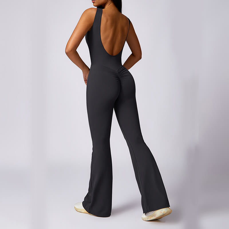 BWOOOH printed yoga pants - Women Casual Sleeveless Jumpsuit Flare P