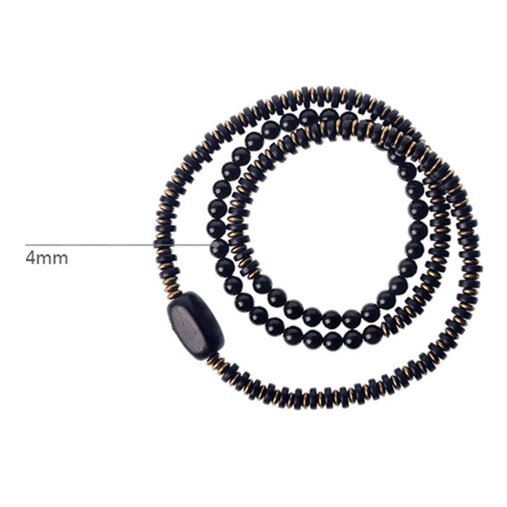 BWOOOH Rainbow Obsidian Ebony Wood Copper Healing Triple Wrap Bracelet