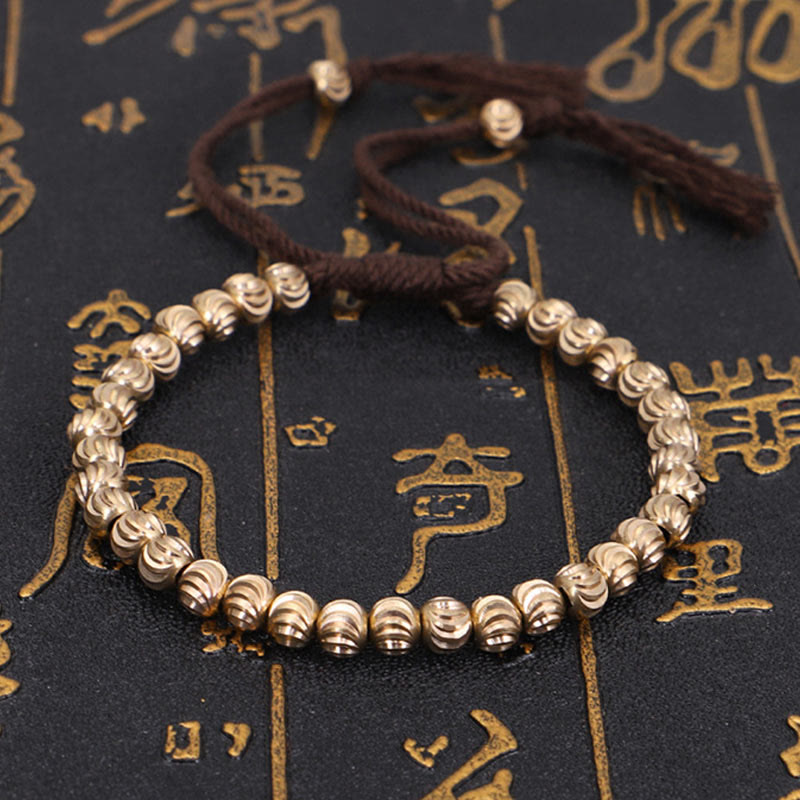 BWOOOH Tibetan Handmade Copper Bead Luck String Bracelet | natural stone spiritual bracelet for healing and mindful living