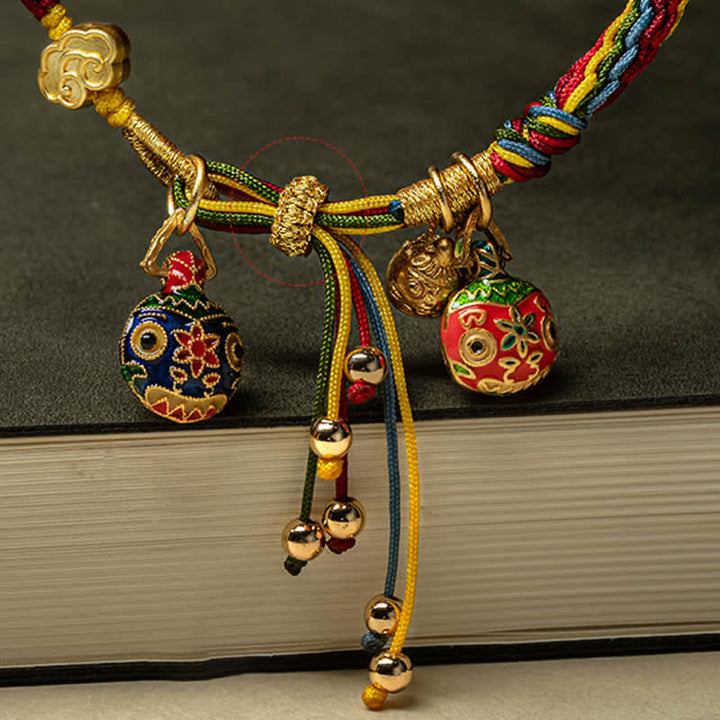 BWOOOH Gold Swallowing Beast Family Luck Reincarnation Knot Colorful String Bracelet