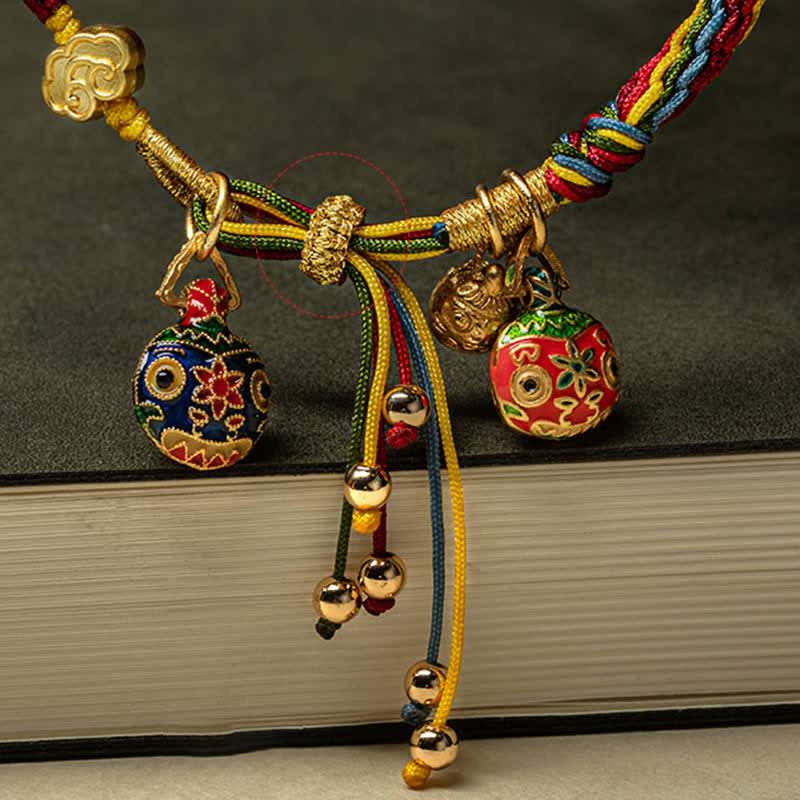 BWOOOH Gold Swallowing Beast Family Luck Reincarnation Knot Colorful String Bracelet