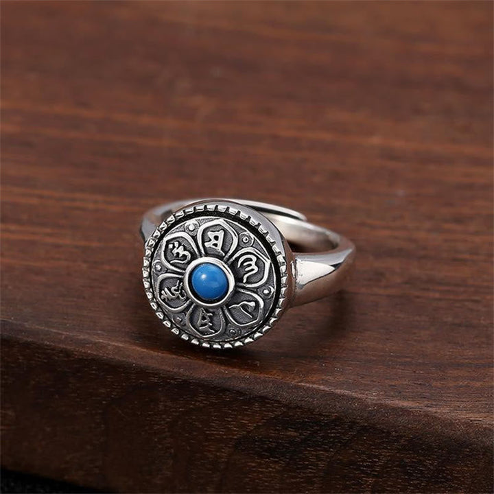 BWOOOH Tibetan Om Mani Padme Hum Peace Rotatable Ring