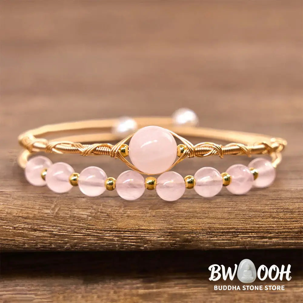 FREE Today: Healing and Compassion Natural Rose Quartz Metal Cuff Bracelet Bangle - Rose Quartz(Wrist Circumference