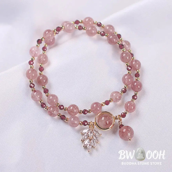 FREE Today: Healing of Love Strawberry Quartz Double Wrap Bracelet - Strawberry Quartz(Love♥Healing) Bead Size 6mm
