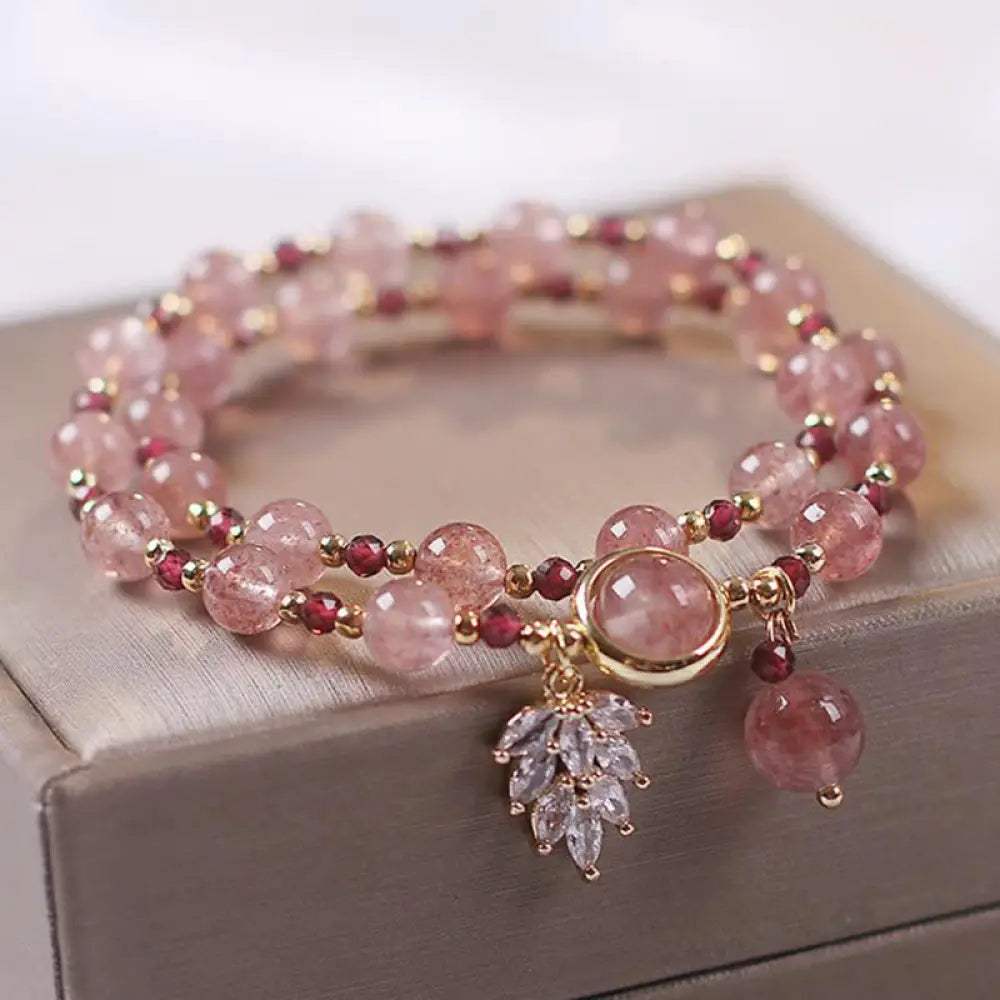 FREE Today: Healing of Love Strawberry Quartz Double Wrap Bracelet - Strawberry Quartz(Love♥Healing) Bead Size 6mm