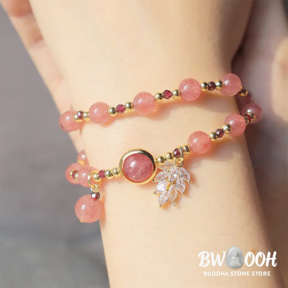 FREE Today: Healing of Love Strawberry Quartz Double Wrap Bracelet - Strawberry Quartz(Love♥Healing) Bead Size 6mm