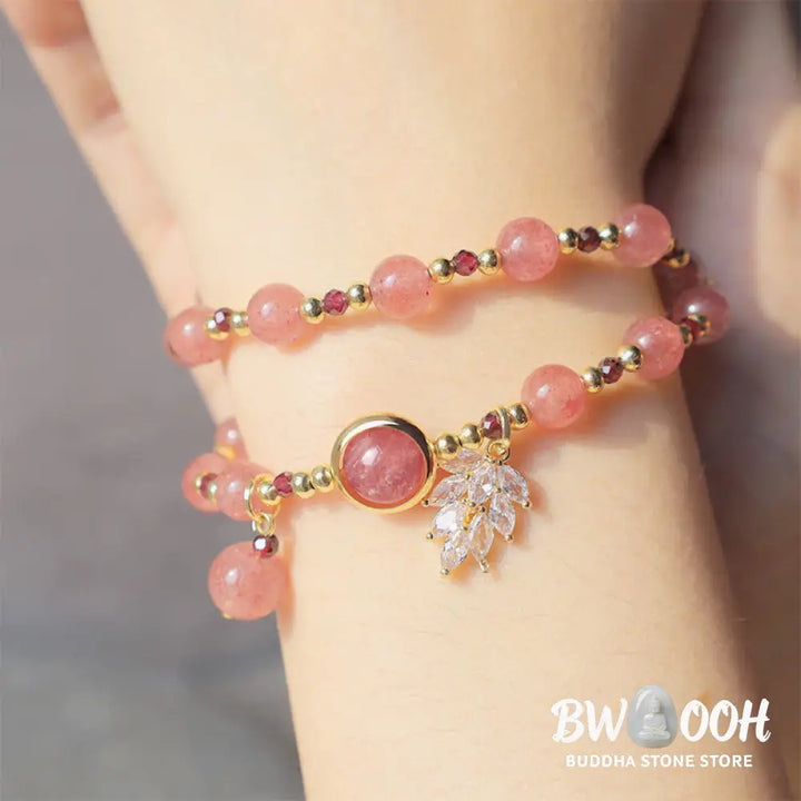 FREE Today: Healing of Love Strawberry Quartz Double Wrap Bracelet - Strawberry Quartz(Love♥Healing) Bead Size 6mm