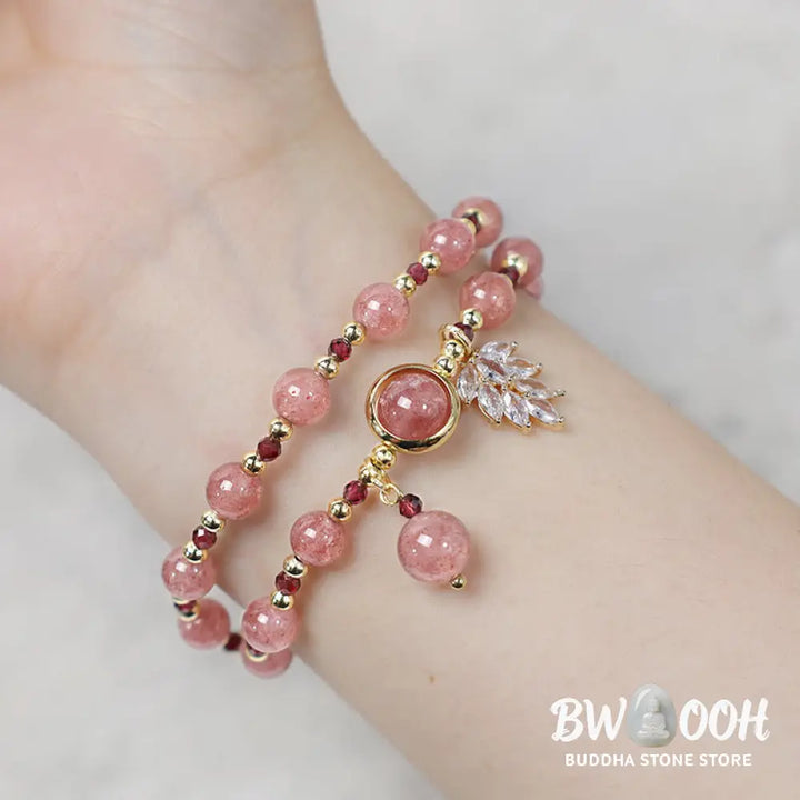 FREE Today: Healing of Love Strawberry Quartz Double Wrap Bracelet - Strawberry Quartz(Love♥Healing) Bead Size 6mm