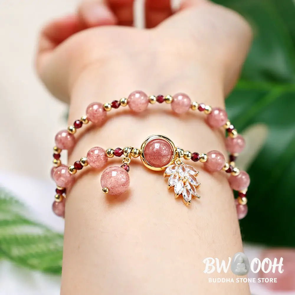 FREE Today: Healing of Love Strawberry Quartz Double Wrap Bracelet - Strawberry Quartz(Love♥Healing) Bead Size 6mm