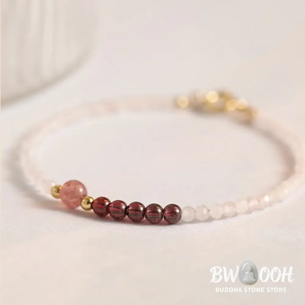 FREE Today: Loving Energy and Passionate 2mm Rose Quartz Garnet Strawberry Quartz Ultra-Thin Beads Bracelet - FREE