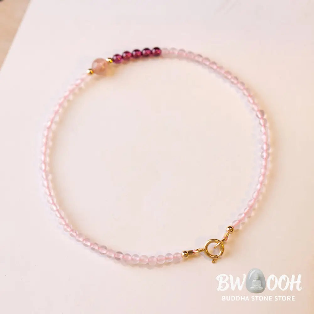 FREE Today: Loving Energy and Passionate 2mm Rose Quartz Garnet Strawberry Quartz Ultra-Thin Beads Bracelet - FREE