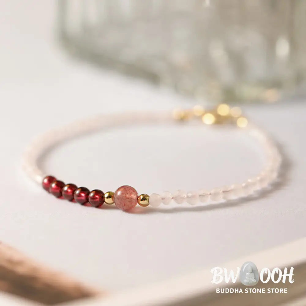 FREE Today: Loving Energy and Passionate 2mm Rose Quartz Garnet Strawberry Quartz Ultra-Thin Beads Bracelet - FREE