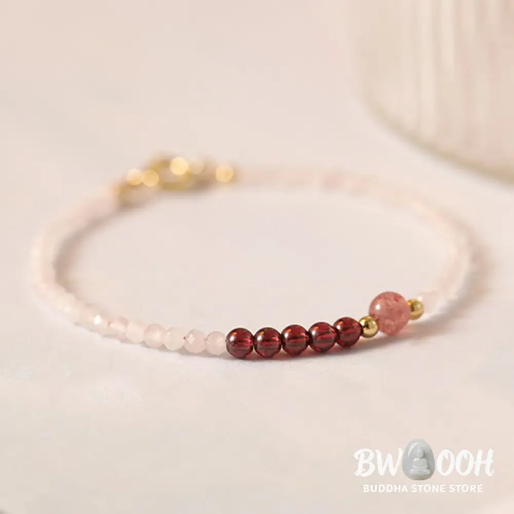 FREE Today: Loving Energy and Passionate 2mm Rose Quartz Garnet Strawberry Quartz Ultra-Thin Beads Bracelet - FREE