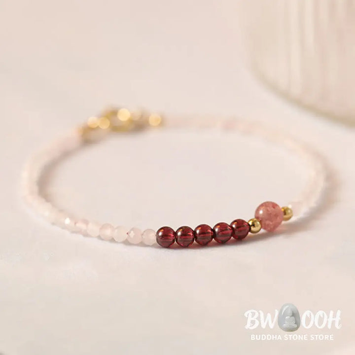FREE Today: Loving Energy and Passionate 2mm Rose Quartz Garnet Strawberry Quartz Ultra-Thin Beads Bracelet - FREE