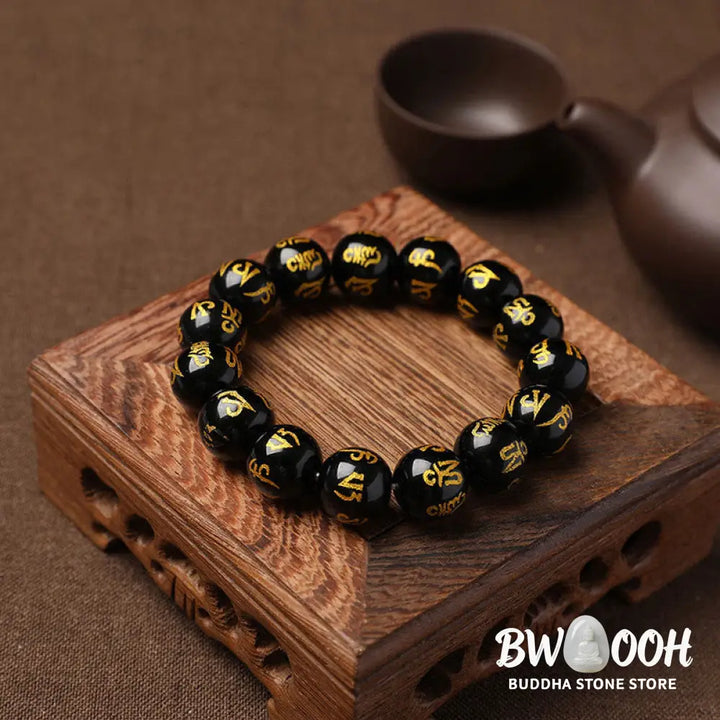 FREE Today: Open The Mind Tibet White Crystal Black Onyx Om Mani Padme Hum Meditation Bracelet - FREE