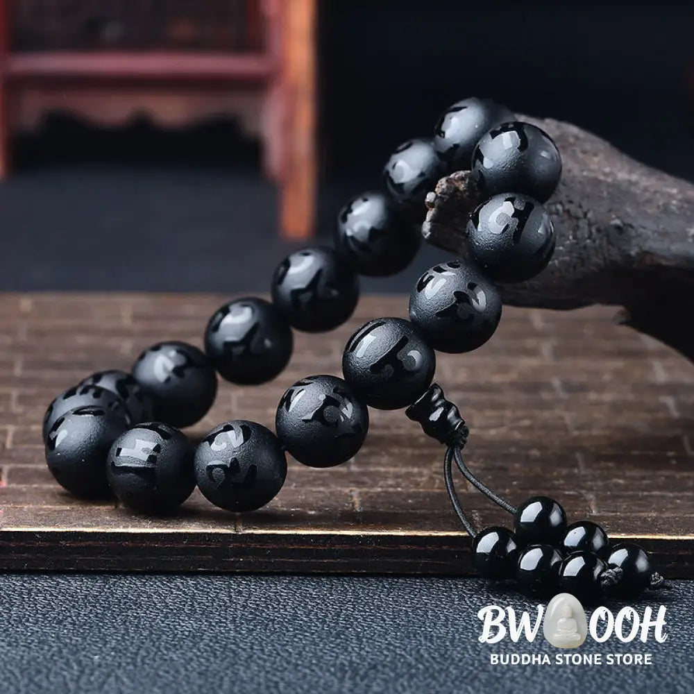 FREE Today: Open The Mind Tibet White Crystal Black Onyx Om Mani Padme Hum Meditation Bracelet - FREE