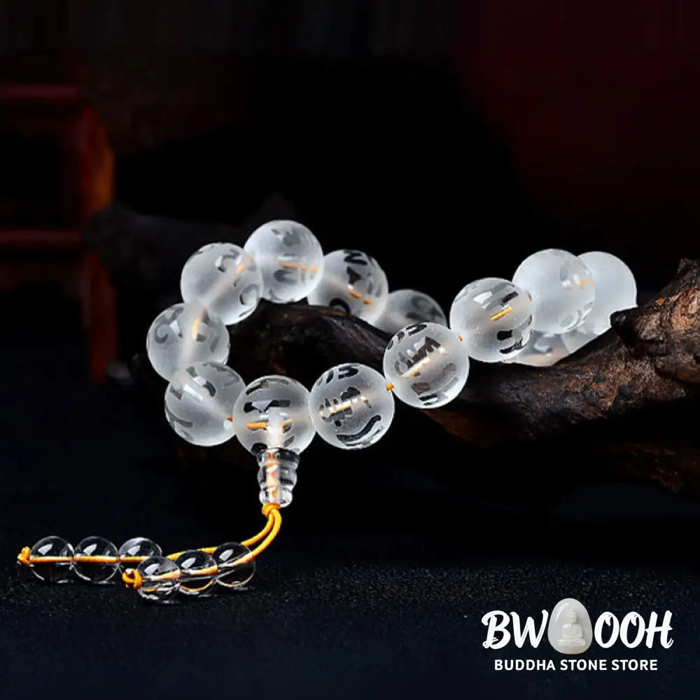 FREE Today: Open The Mind Tibet White Crystal Black Onyx Om Mani Padme Hum Meditation Bracelet - FREE