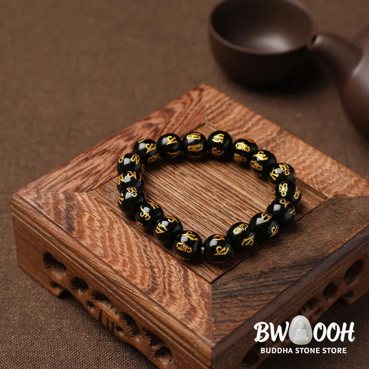 FREE Today: Open The Mind Tibet White Crystal Black Onyx Om Mani Padme Hum Meditation Bracelet - FREE