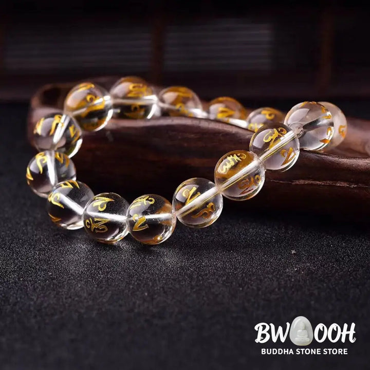 FREE Today: Open The Mind Tibet White Crystal Black Onyx Om Mani Padme Hum Meditation Bracelet - FREE