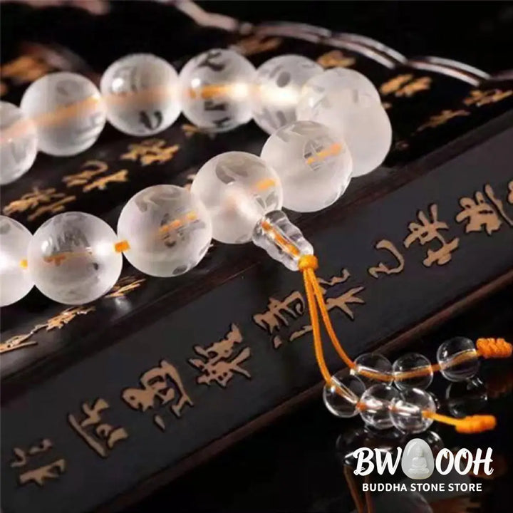 FREE Today: Open The Mind Tibet White Crystal Black Onyx Om Mani Padme Hum Meditation Bracelet - FREE