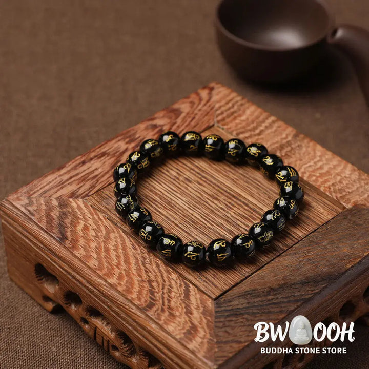 FREE Today: Open The Mind Tibet White Crystal Black Onyx Om Mani Padme Hum Meditation Bracelet - FREE