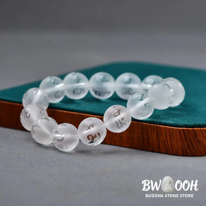 FREE Today: Open The Mind Tibet White Crystal Black Onyx Om Mani Padme Hum Meditation Bracelet - FREE