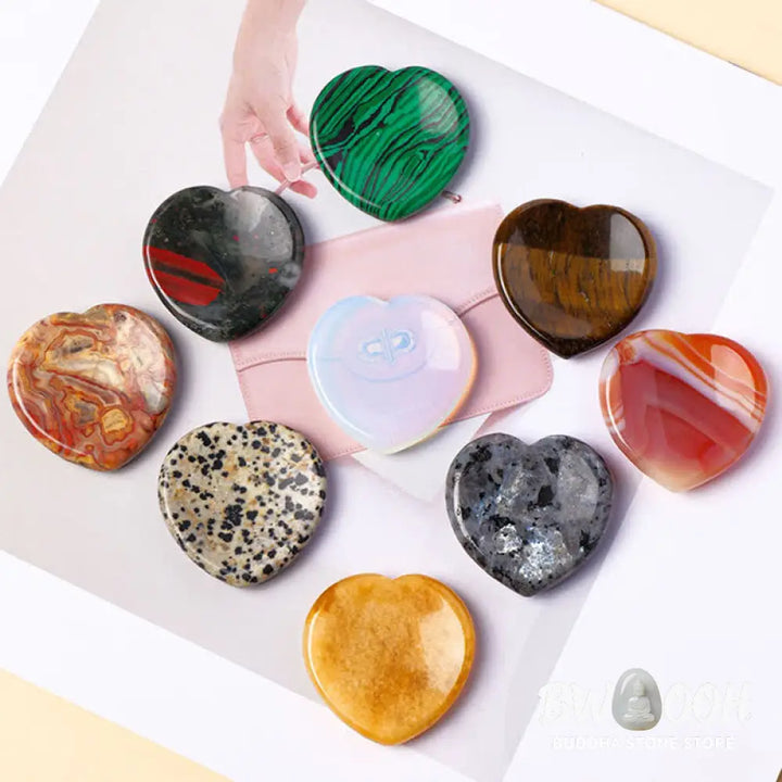 FREE Today: Positive and Motivation Heart Worry Stone Opal Rose Quartz Crystal Decor 4*4*0.7cm - FREE